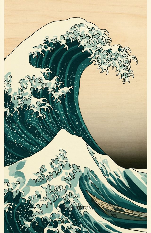 Japanese Woodblock Roaring Wave