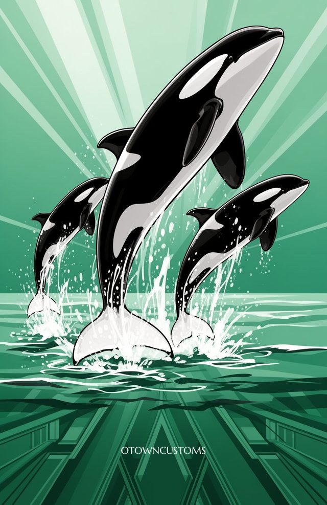 Graphic Killer Whales Deco Orcas