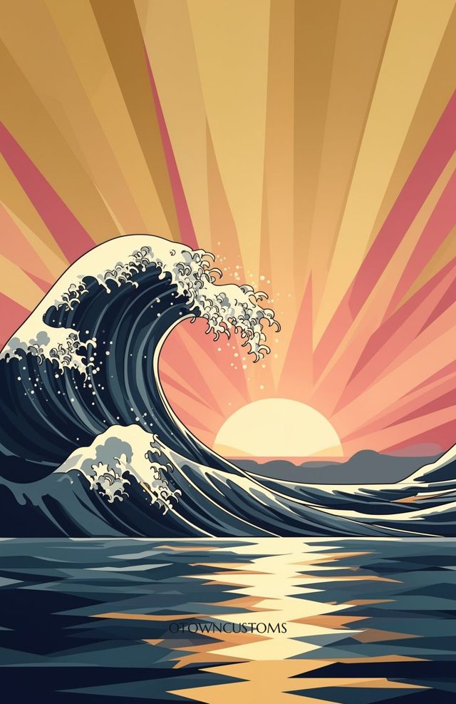 Japanese Wave Art Sunrise Breaker
