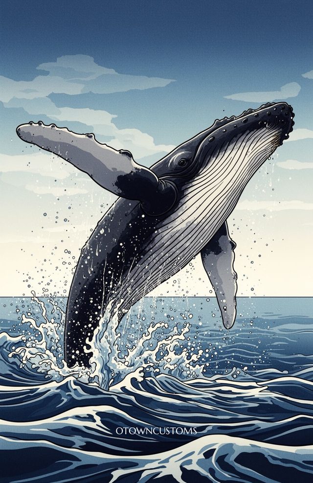 Stylized Whale Splashing