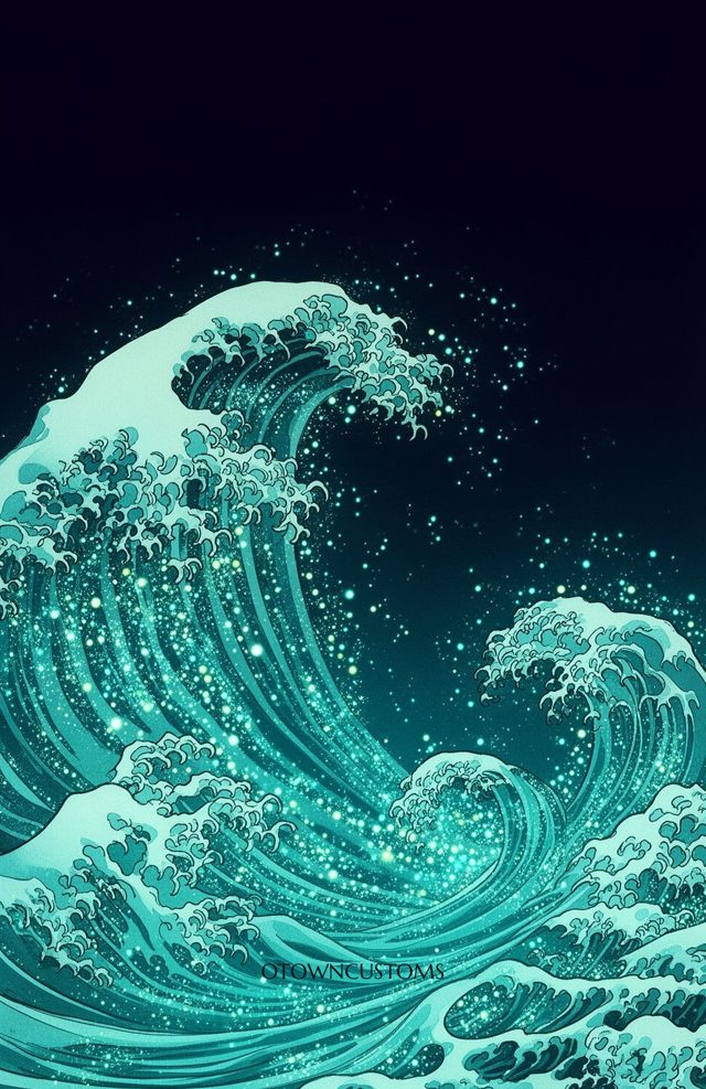 Japanese Wave Art Glowing Wave