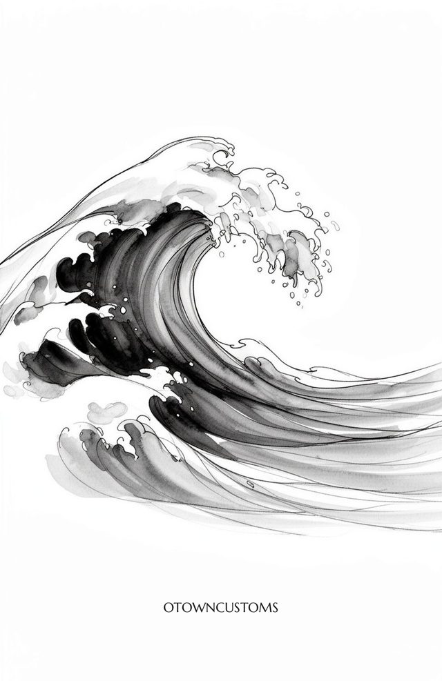 Ink Wash Wave Watercolor Wave