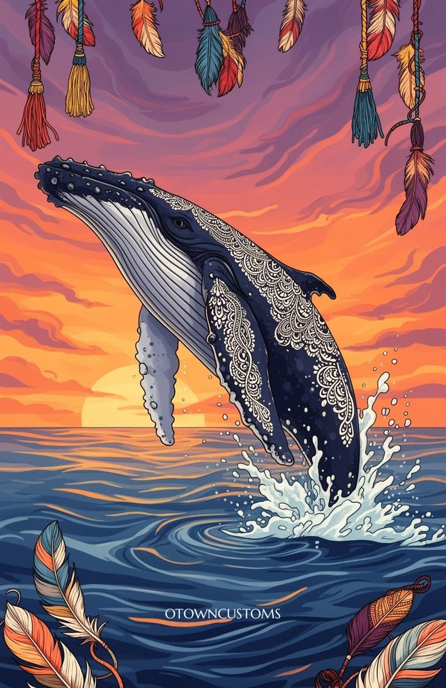 Bohemian Tribal Whale Art