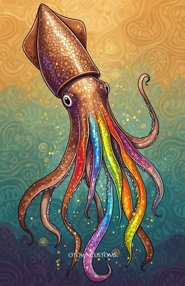 Whimsical Illustration Cuttlefish
