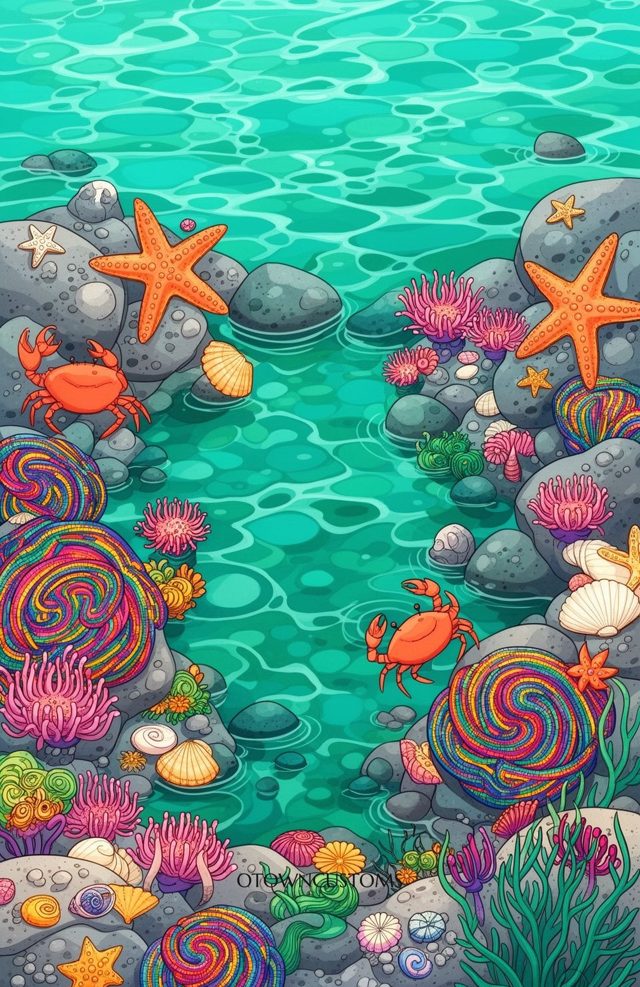 Vibrant Cartoon Coral Reef Ocean