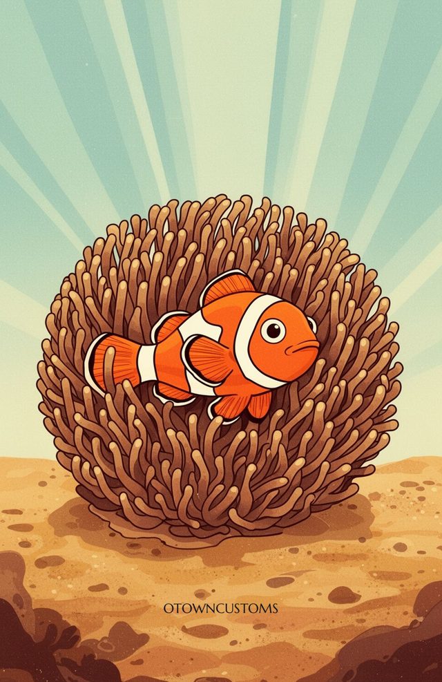 Stylized Illustration Anemone Ocean