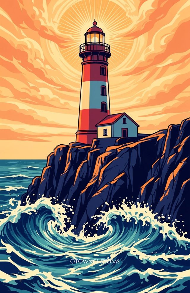 Stylized Illustration Beacon Coastal
