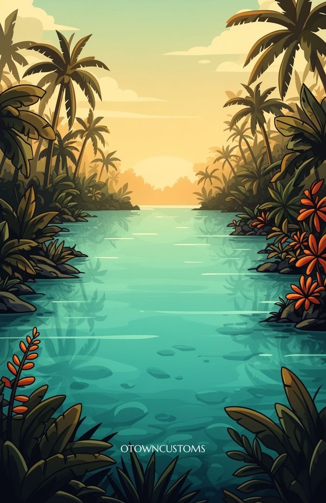 Tropical Jungle River Lagoon