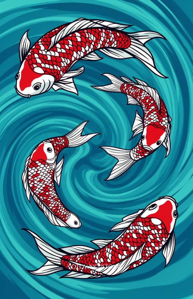 Stylized Koi Fish Nature