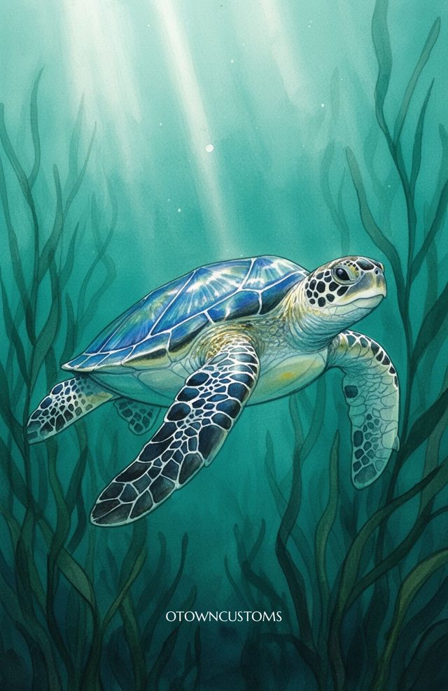 Watercolor Sea Turtle Ocean Coastal