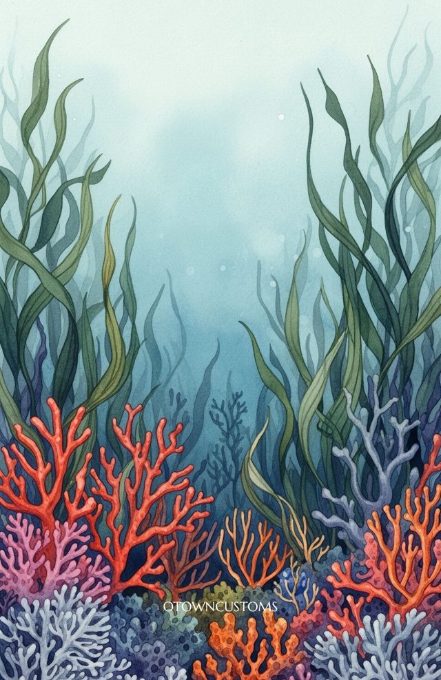 Watercolor Underwater Sea Garden Bloom