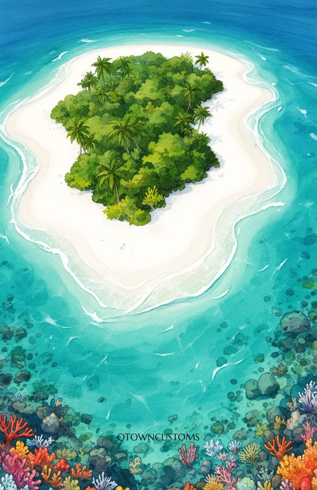 Watercolor Island Jewel Turquoise Embrace