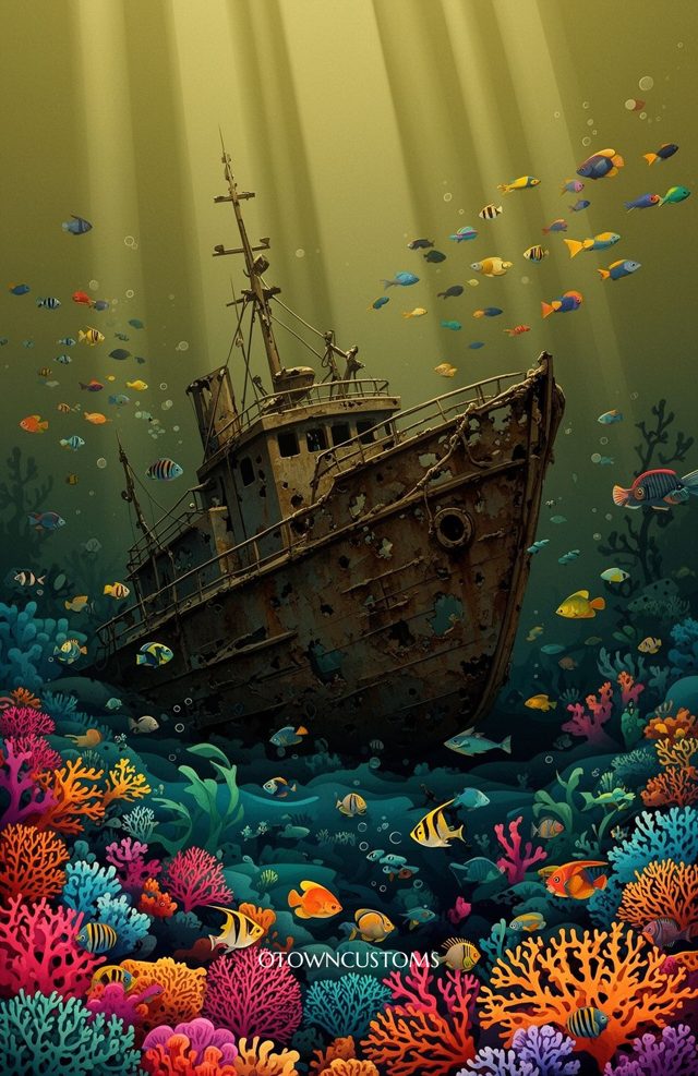 Underwater Shipwreck Paper Reef