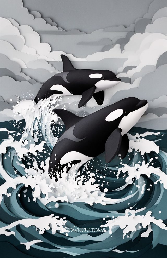 Paper Cut Orca Breaching Dance
