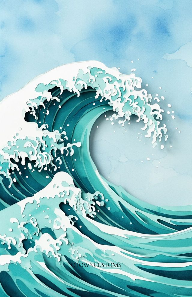 Paper Cut Watercolor Wave
