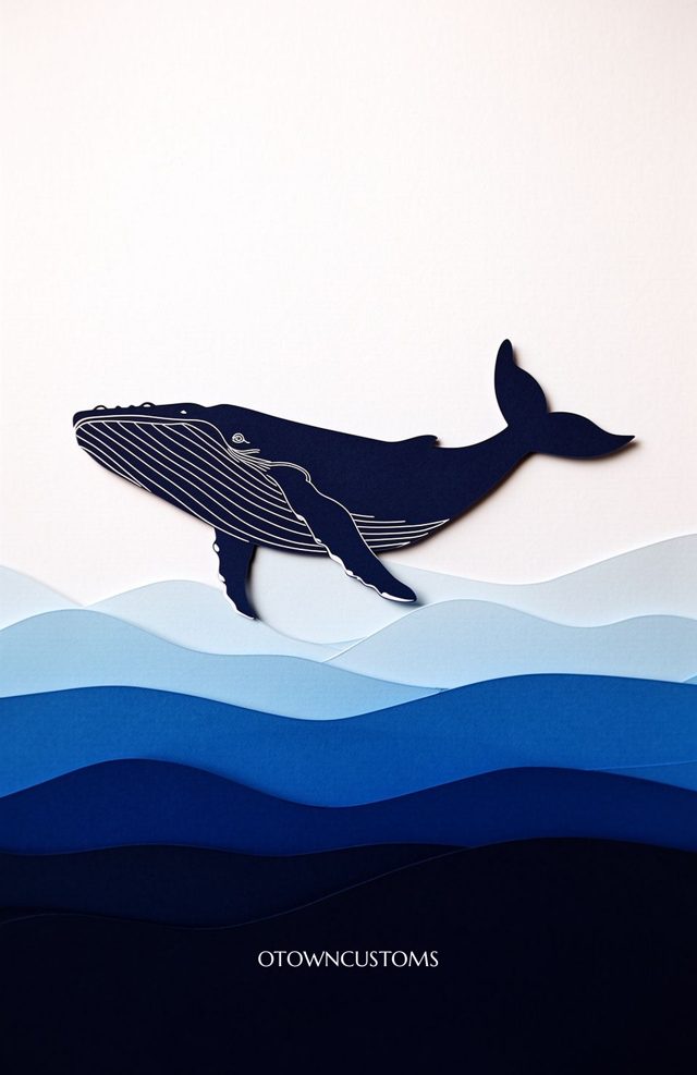 Paper Cut Art Layered Whale Serenity
