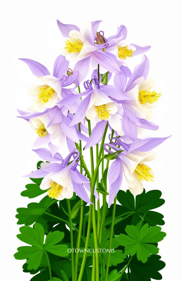 Realistic Floral Illustration Colorado Columbine