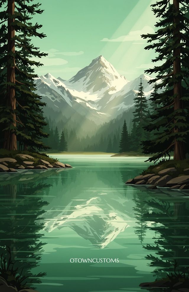 Flat Vector Colorado Mountain Lake