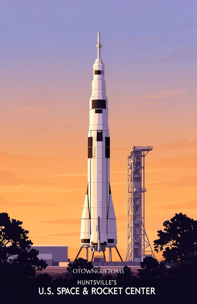 Minimalist Vector Art Alabama Rocket