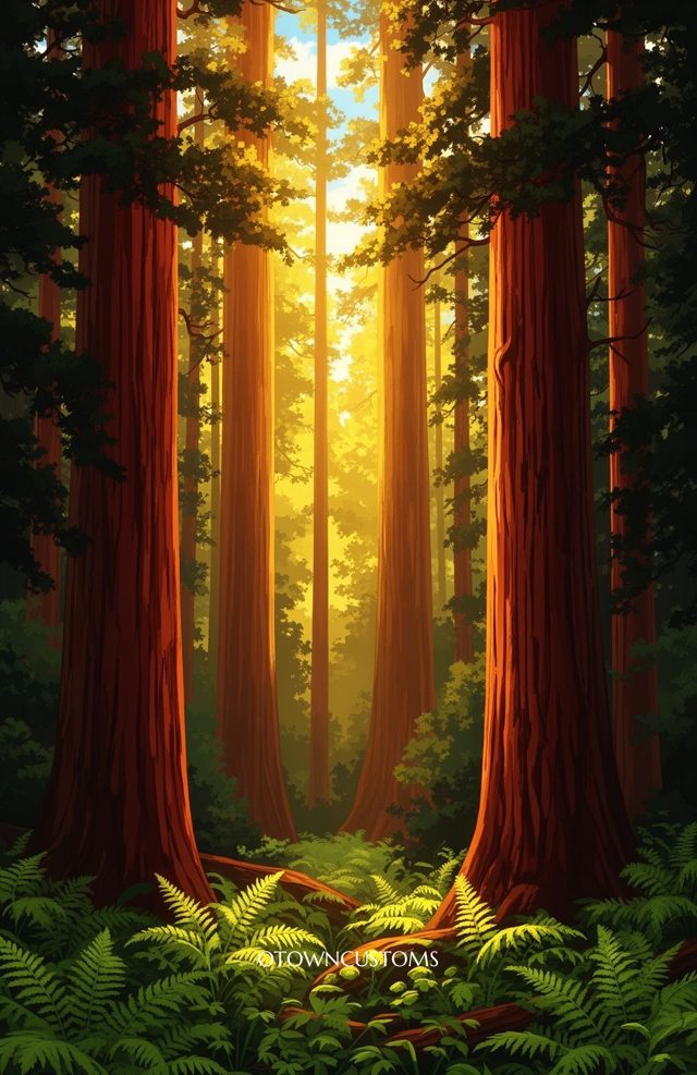 Golden Hour Redwood Forest Giants