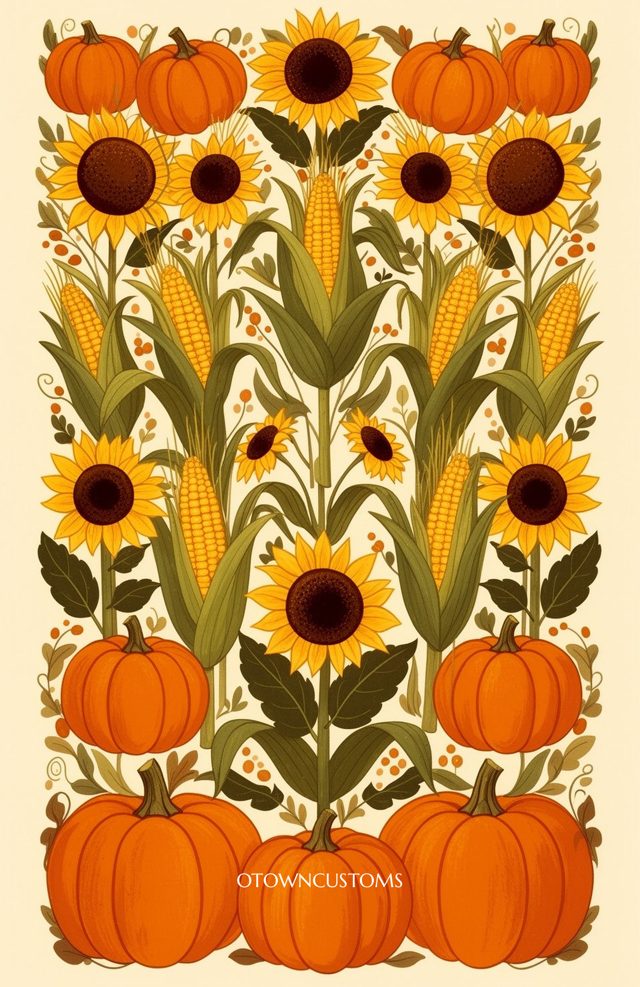 Autumnal Floral Harvest Folk Art