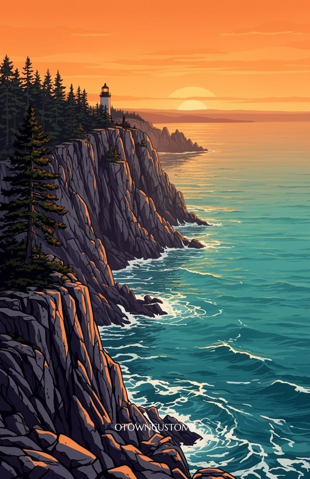 Flat Illustration Acadian Coastal Light