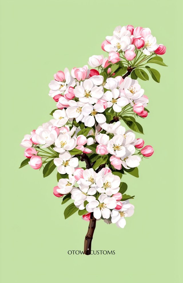 Spring Blossom Illustration Michigan Apple