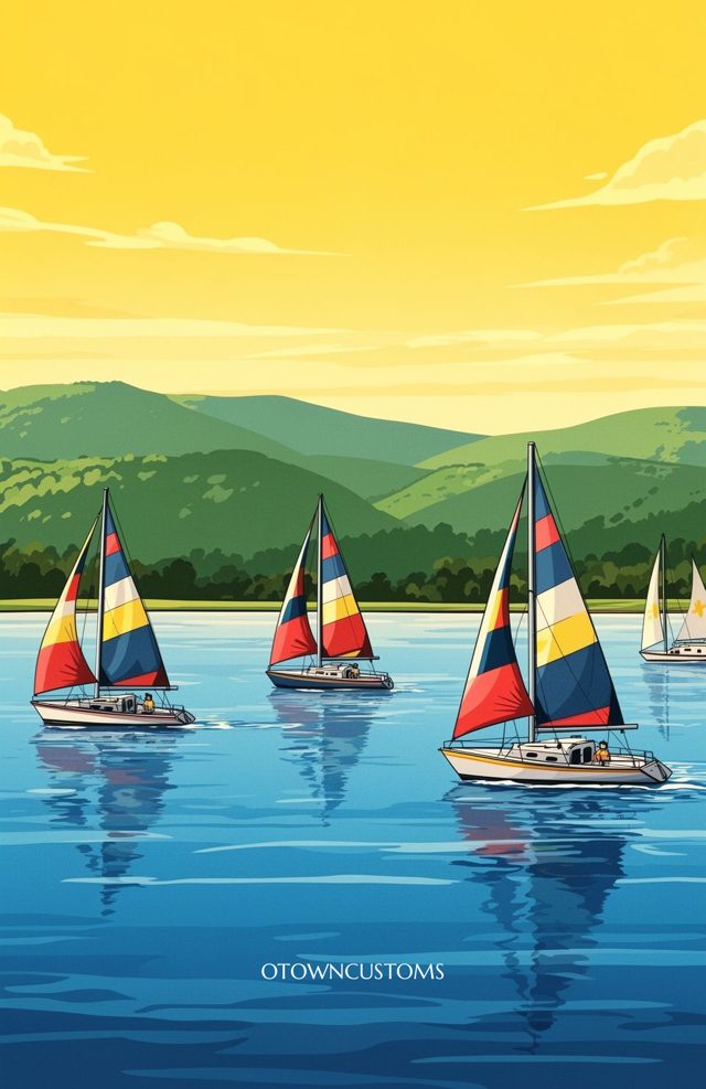 Stylized Sailing Landscape Missouri Lake