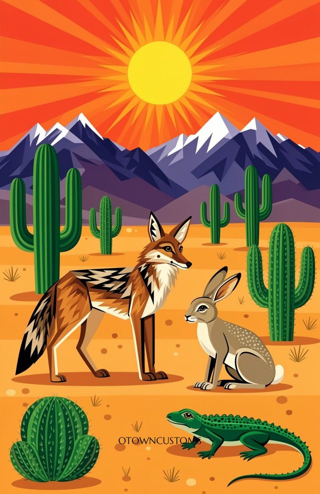 Desert Wildlife Illustration Nevada Folk Art
