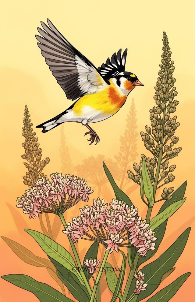 Illustration Eastern Goldfinch Flight