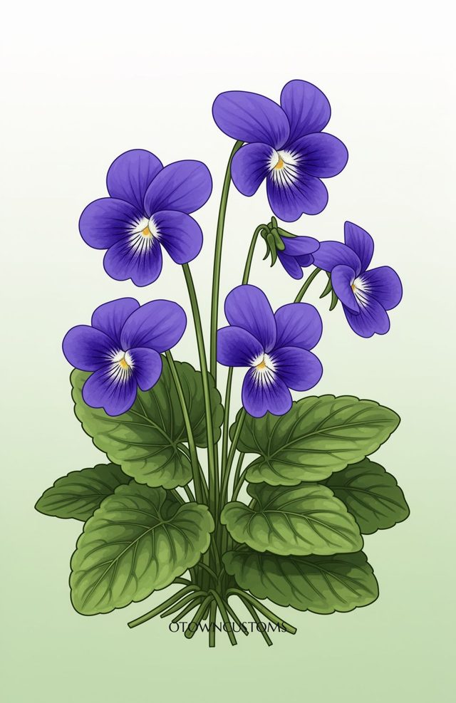 Botanical Illustration Violet Bloom