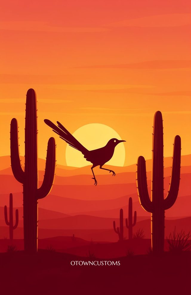Desert Silhouette Art New Mexico Roadrunner