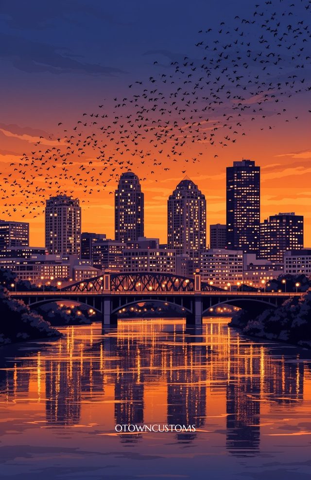Cityscape Sunset Graphic Austin Texas
