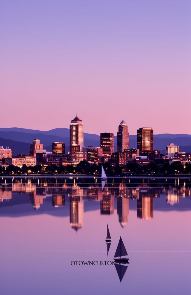 Burlington Lakeside Twilight Cityscape