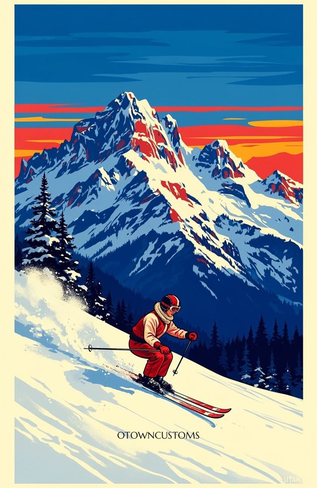 Retro Ski Mountain Travel