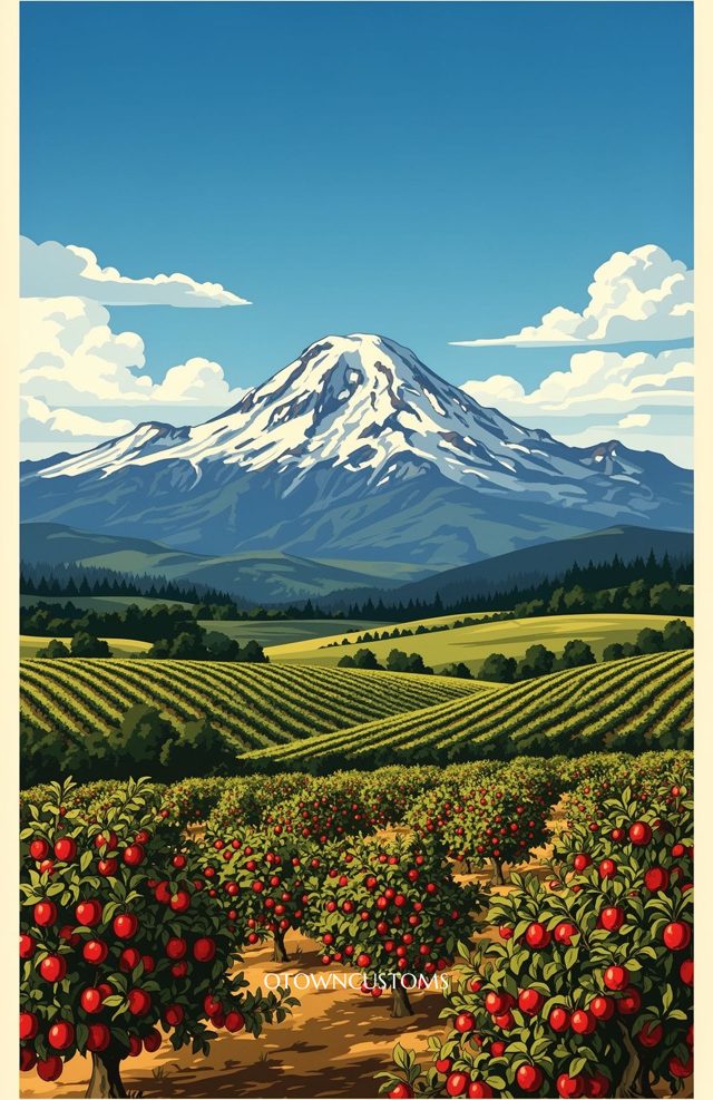 Vintage Apple Orchard Landscape