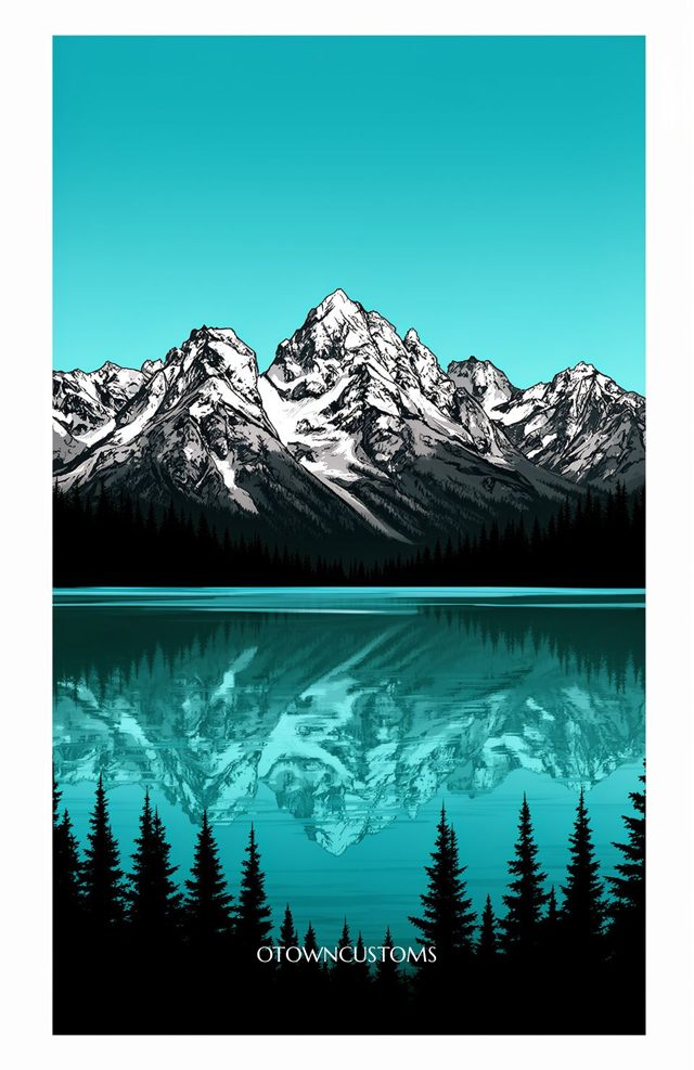 Minimalist Grand Teton Mountain Reflection