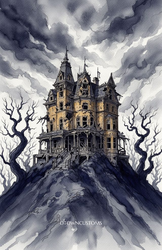 Haunted House Watercolor