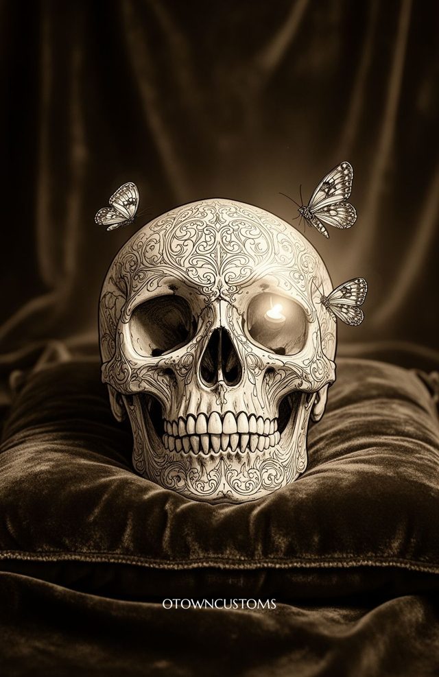 Ornate Skull Butterflies Gothic