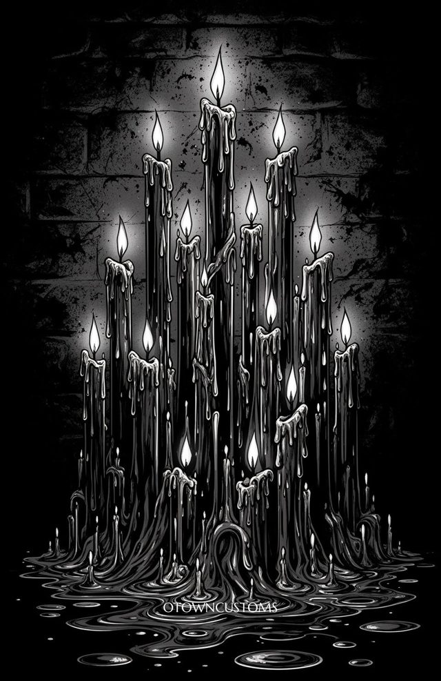 Dripping Black Candles Gothic