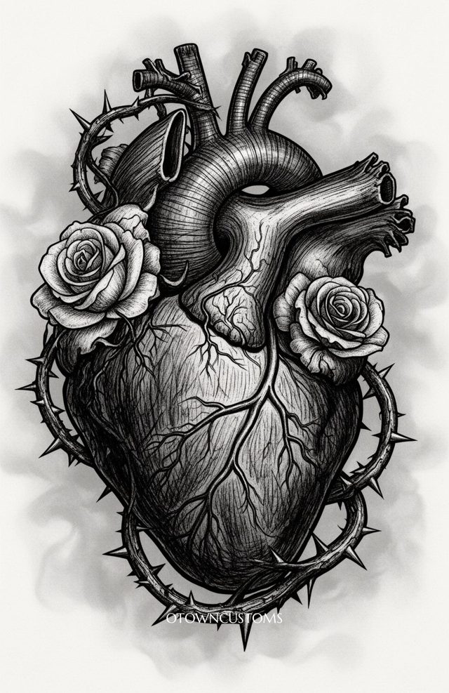 Anatomical Heart Thorns Gothic