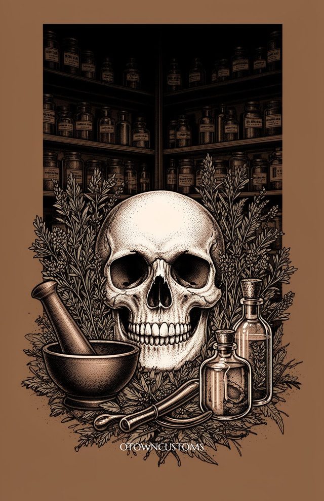 Vintage Apothecary Skull Herbal