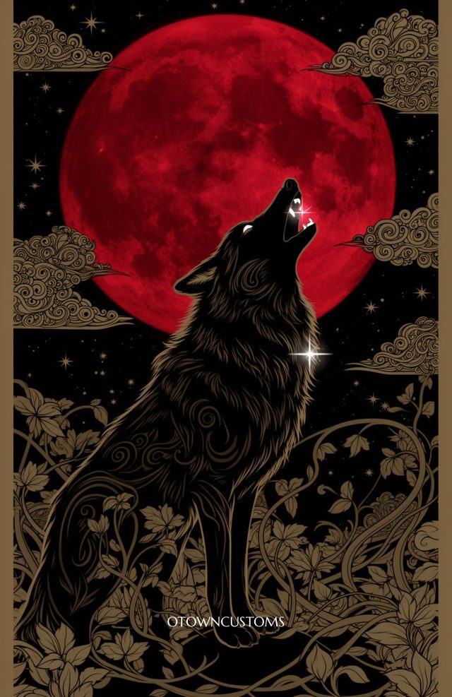 Mystical Wolf Crimson Luna