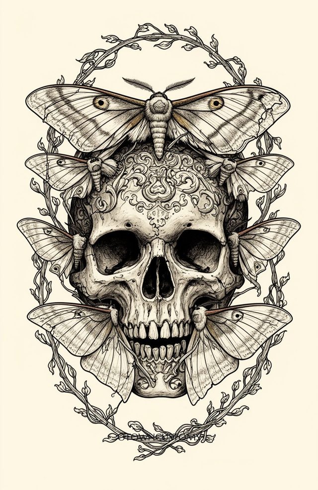 Ornate Linework Luna Moth