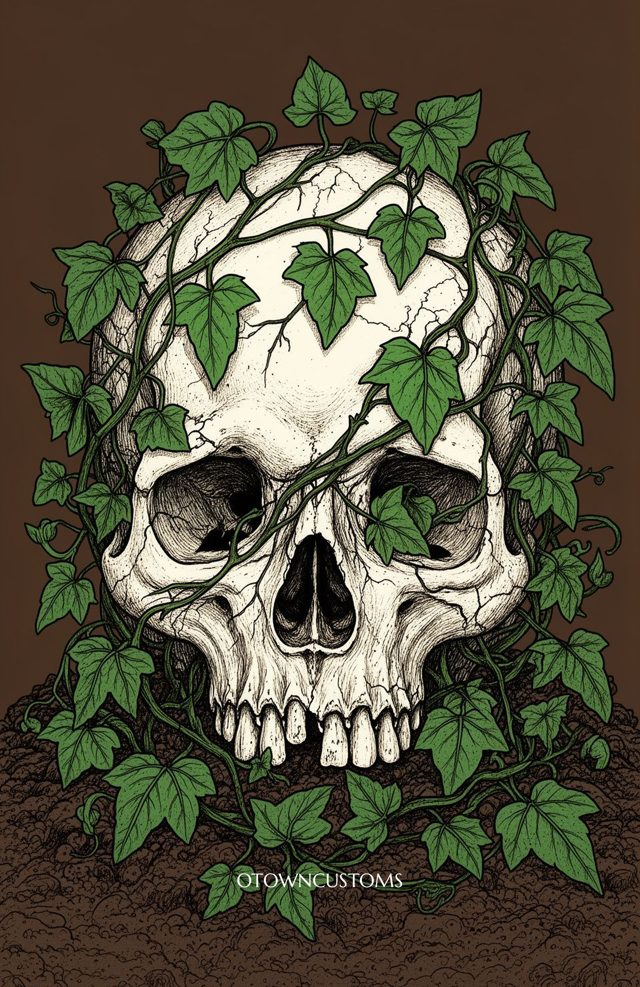Detailed Gothic Illustration Ivy Cold Embrace Immortal