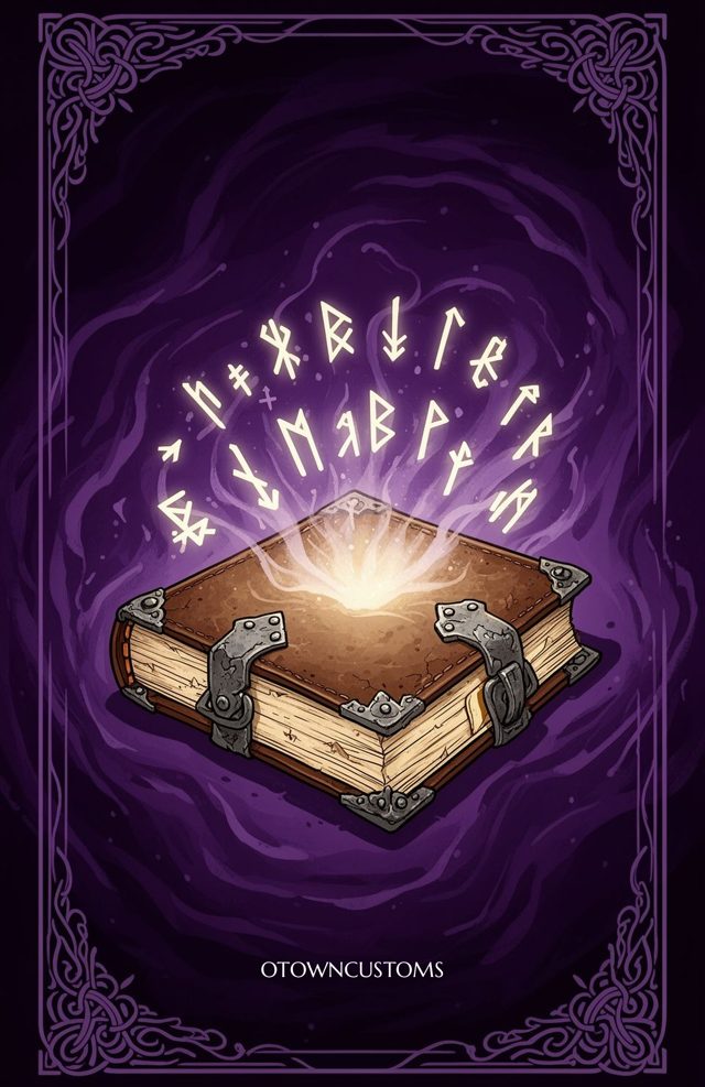 Magical Spellbook Illustration Secrets Etched in Light