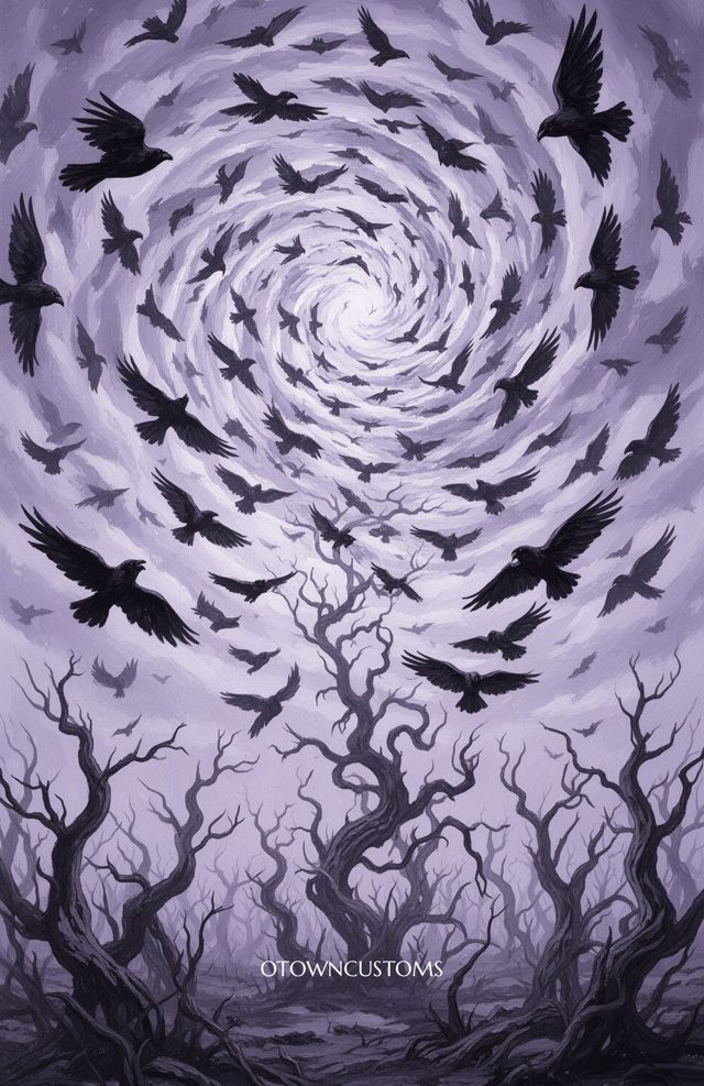Swirling Crows Landscape Gothic