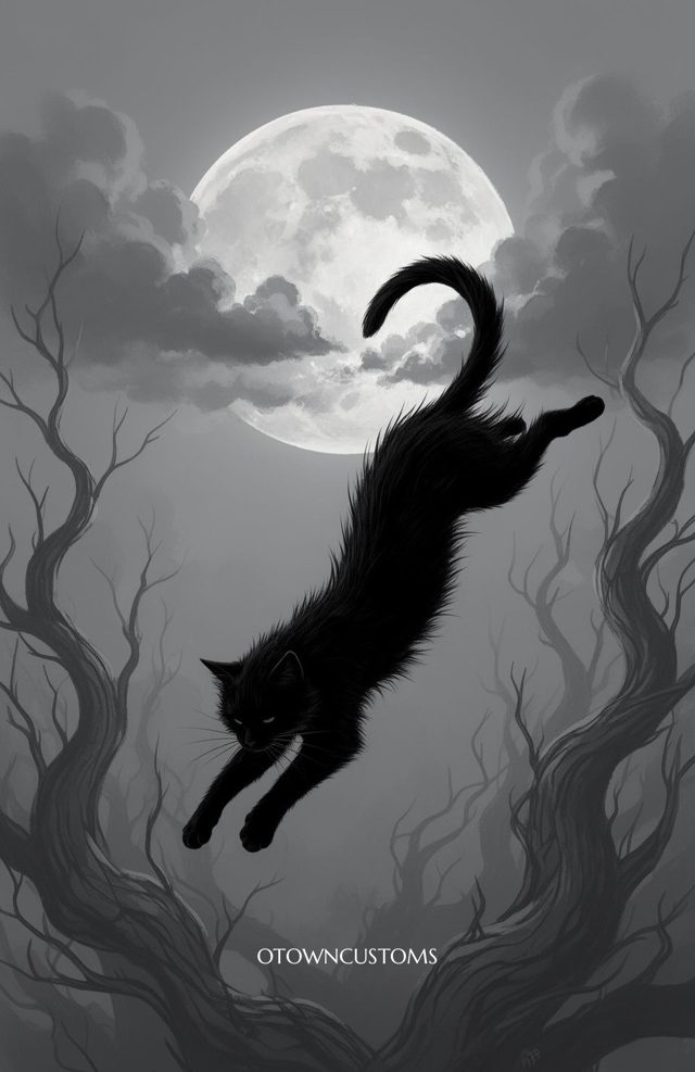 Monochromatic Gothic Omen Ebony Feline