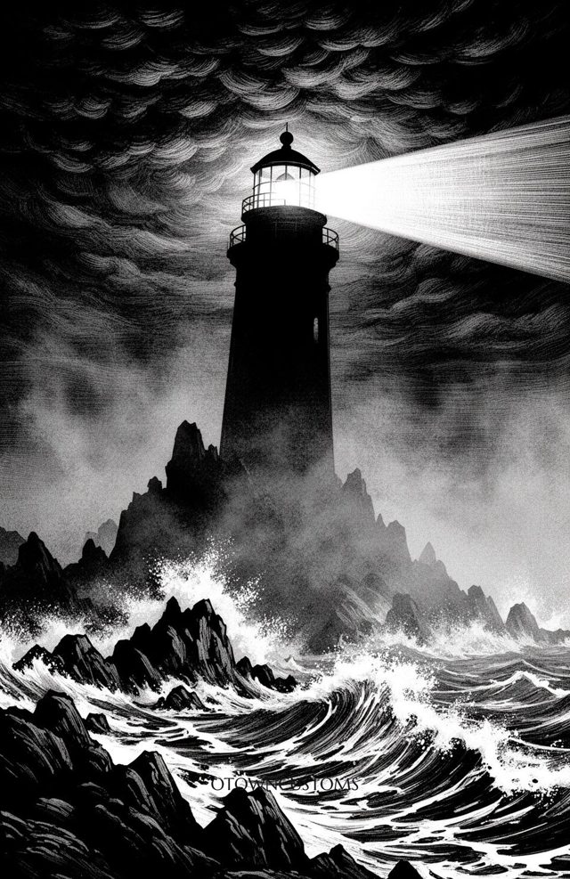 Dramatic Lighthouse Illustration Coastal