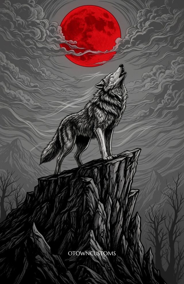 Illustrative Wolf Moon Crimson Luna Lament